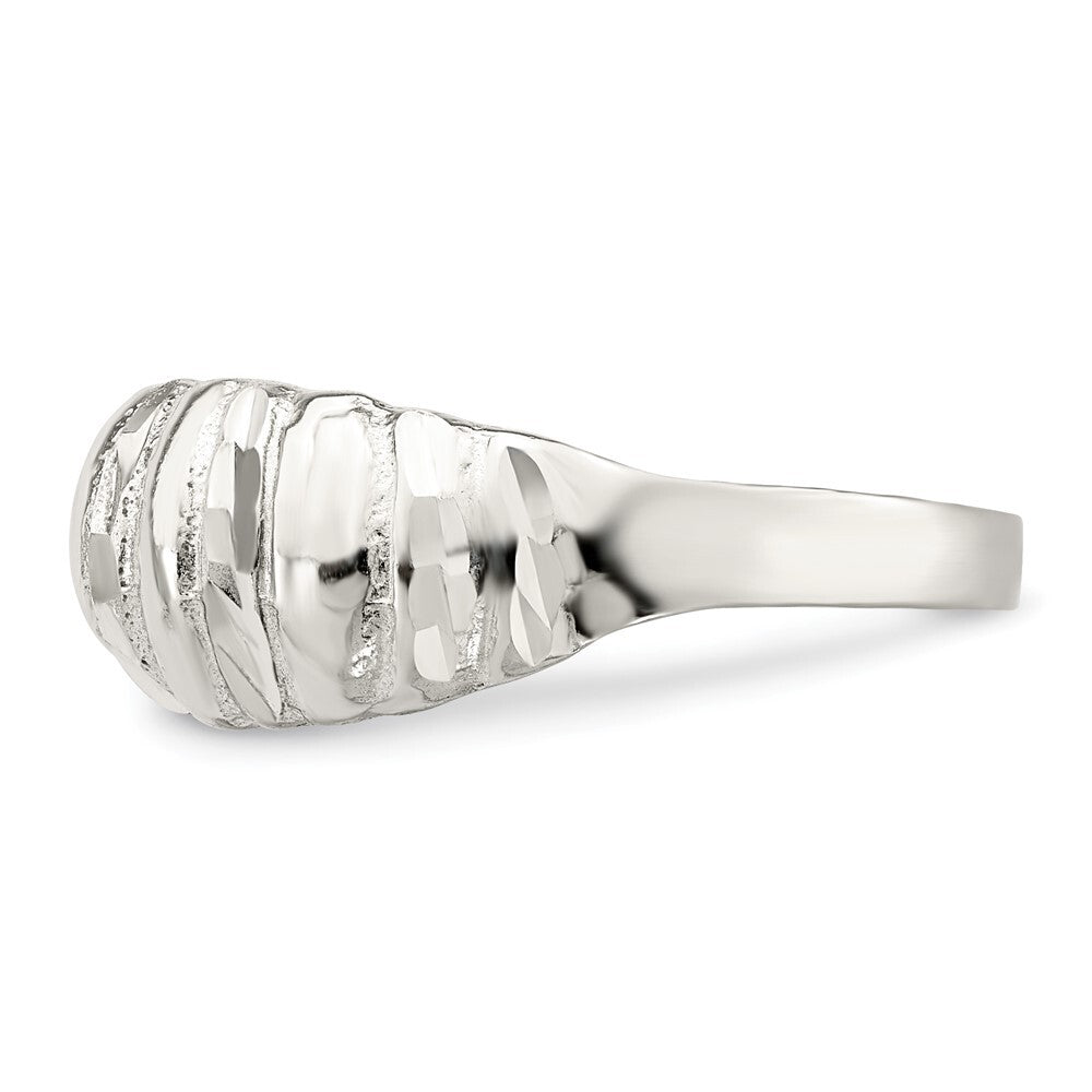 Sterling Silver Diamond-cut Domed Ring Size 8