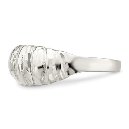 Sterling Silver Diamond-cut Domed Ring Size 8