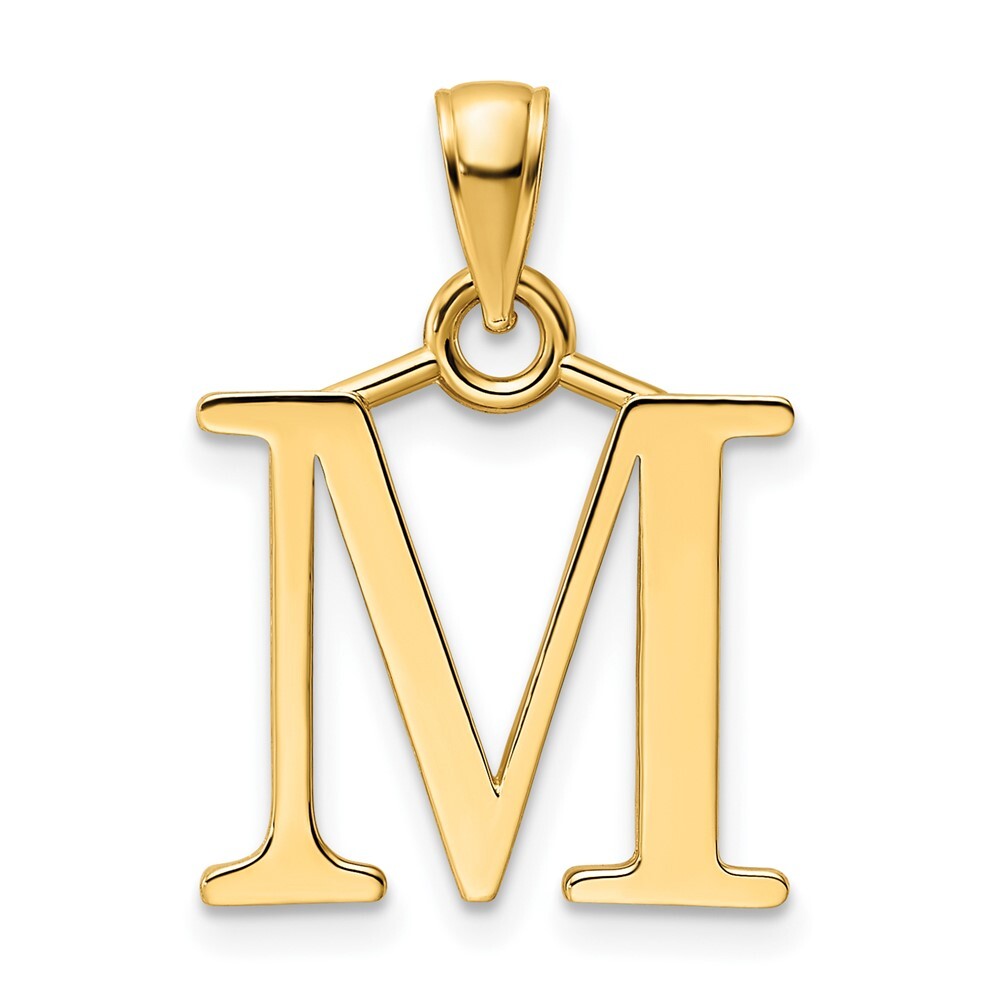 14k Yellow Gold Polished Letter M Pendant for Women