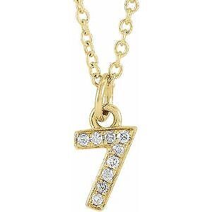 14k Yellow Gold Petite .03 CTW Natural Diamond Numeral 7 16-18" Necklace