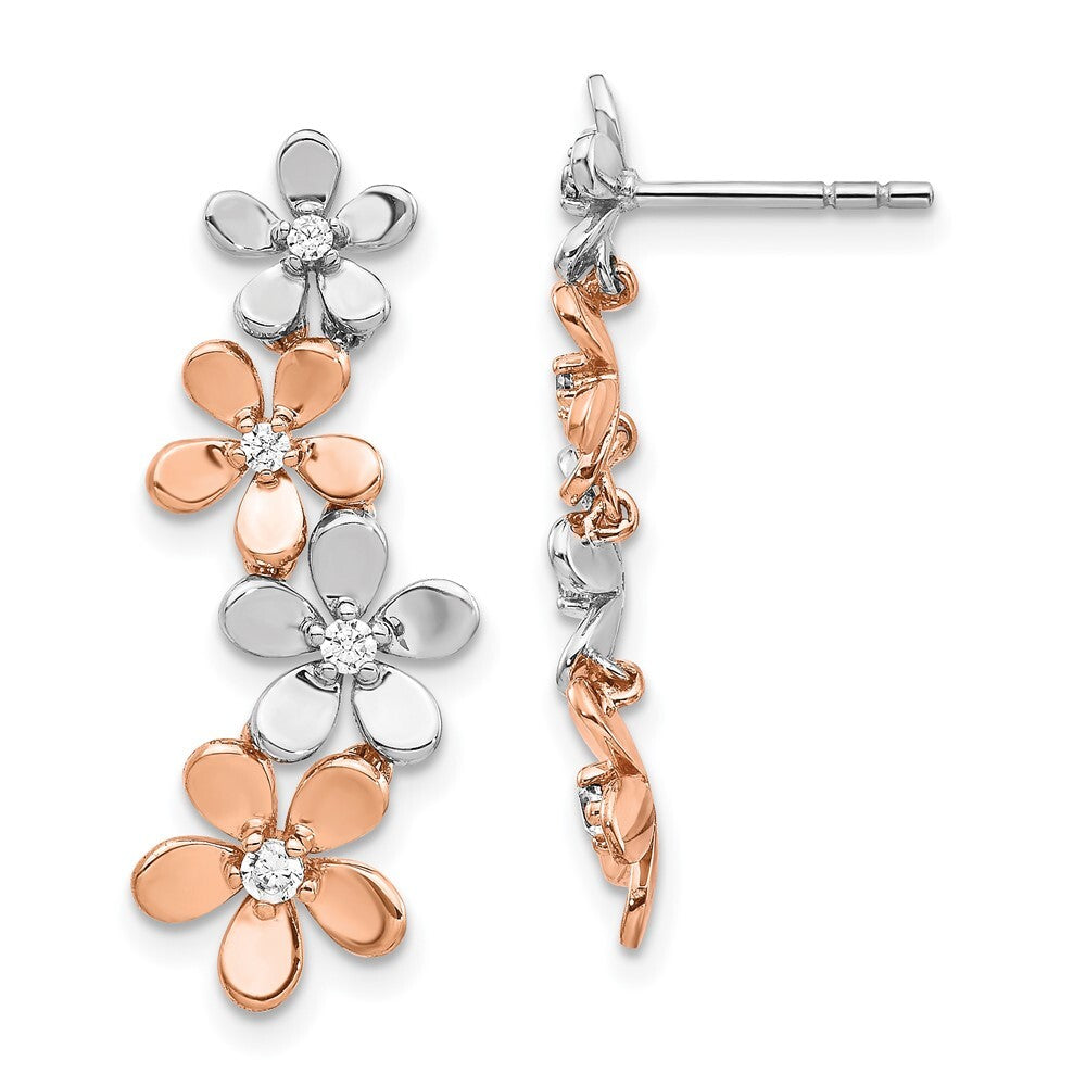 14k Rose and White Gold Diamond Drop & Dangle Earrings