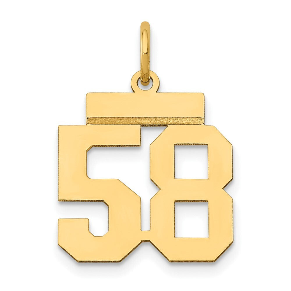 14k Yellow Gold Small Polished Number 58 Charm Pendant for Women
