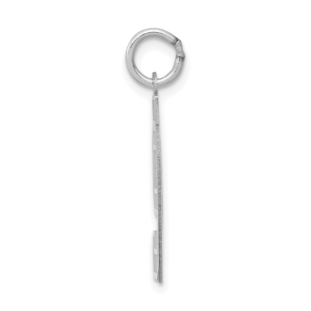14k White Gold Medium Satin Number 97 Charm Pendant for Women
