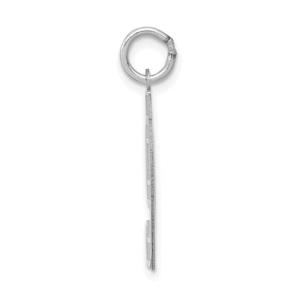 14k White Gold Medium Satin Number 97 Charm Pendant for Women