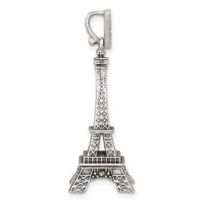 Sterling Silver Antiqued Marcasite 3-D Eiffel Tower Pendant