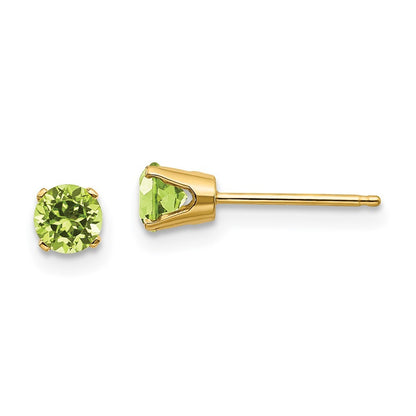 14k Yellow Gold 4mm August/Peridot Earrings
