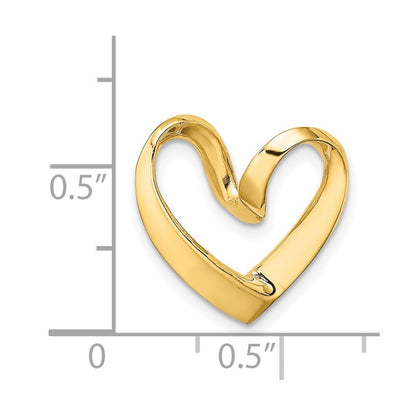 14k Yellow Gold Polished Heart Chain Slide Pendant for Women