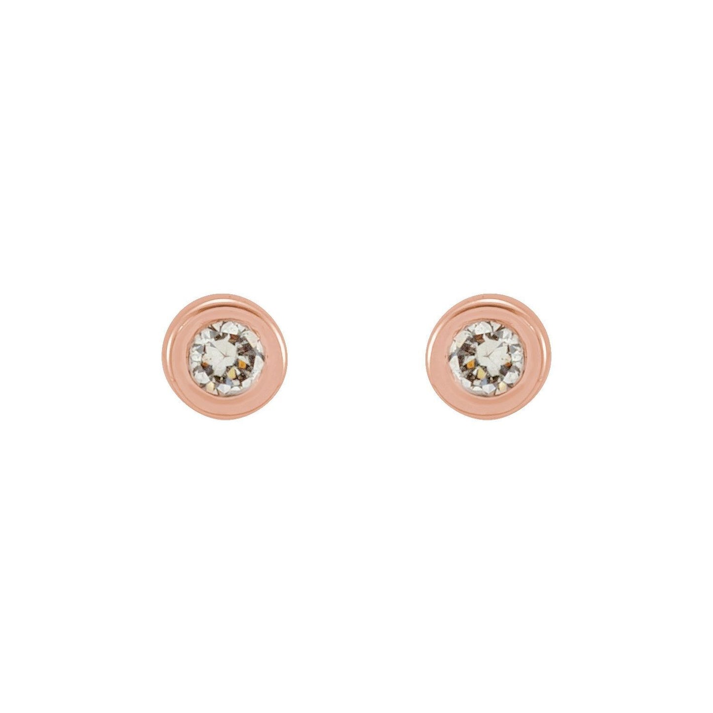 14k Rose Gold .02 CTW Natural Diamond Micro Bezel-Set Stud Earrings