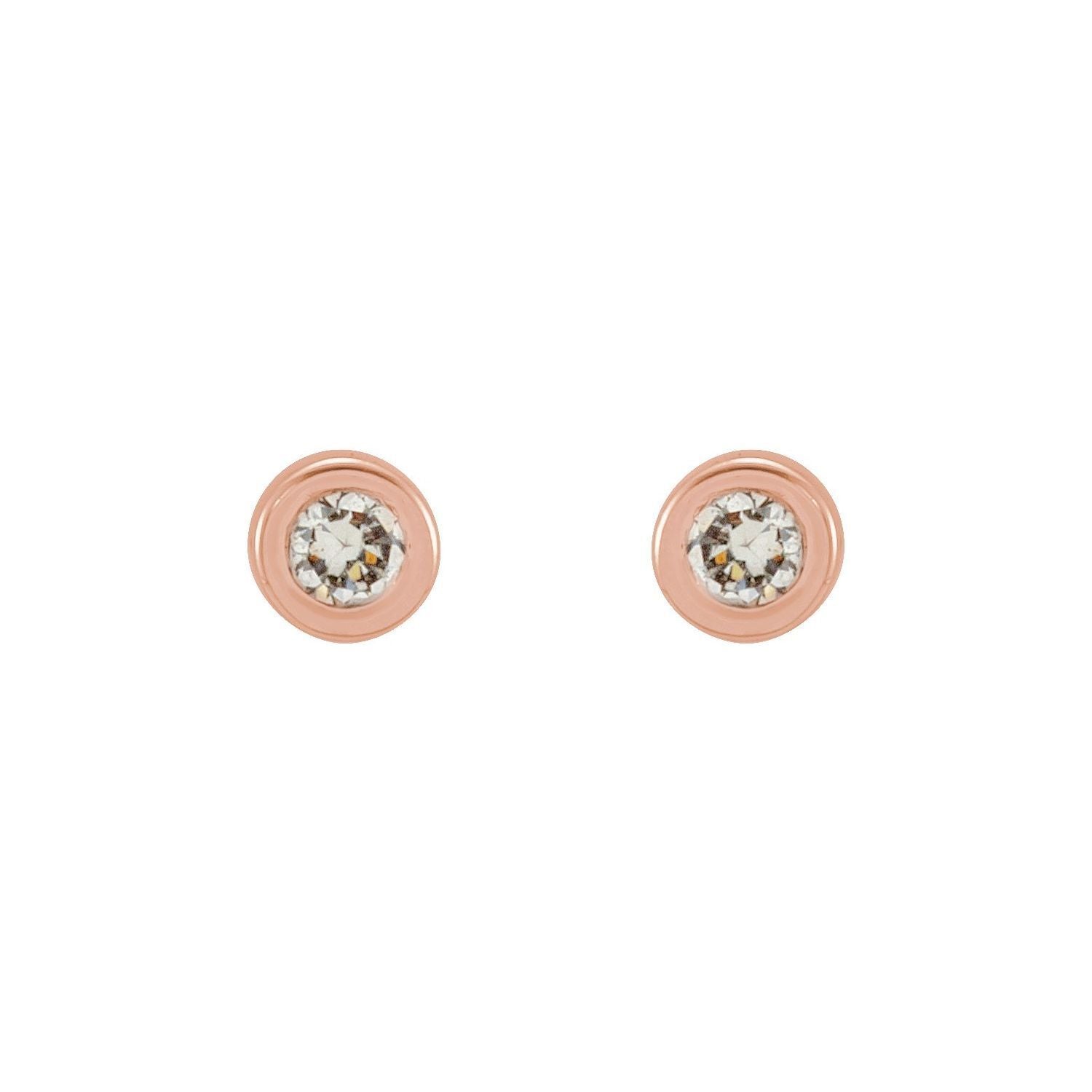 14k Rose Gold .02 CTW Natural Diamond Micro Bezel-Set Stud Earrings