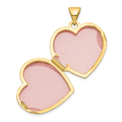 14k Yellow Gold Double Heart Locket Pendant for Women