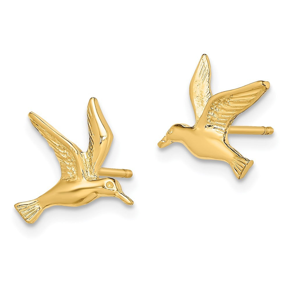 14k Yellow Gold Polished Seagull Earrings