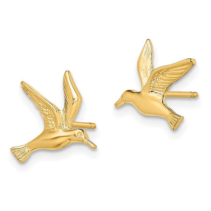 14k Yellow Gold Polished Seagull Earrings