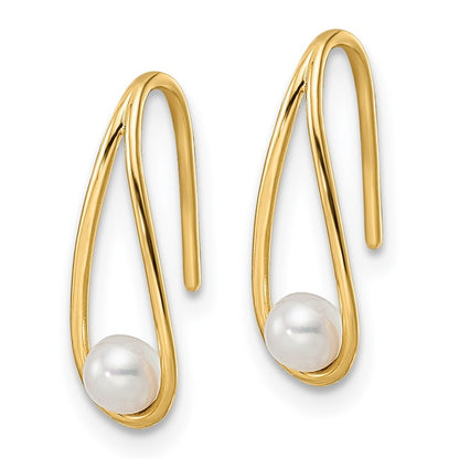 14k Yellow Gold Freshwater Cultured Pearl Teardrop Stud Earrings Gift for Women