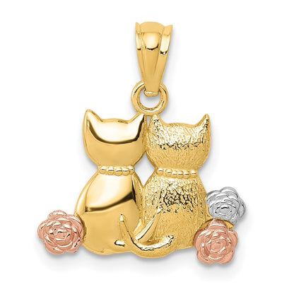 14k Two-tone w/White Rhodium Cats Pendant