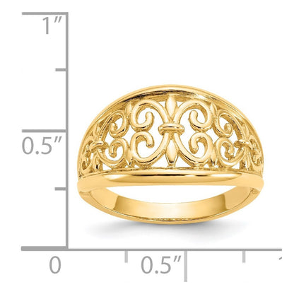 14K Yellow Gold Fleur-De-Lis Tapered Ring