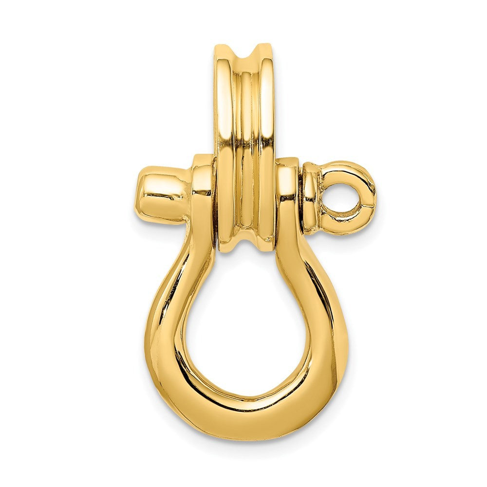 14k Yellow Gold 3-D Large Shackle W Pulley Bail Charm