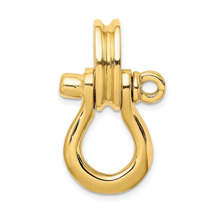 14k Yellow Gold 3-D Large Shackle W Pulley Bail Charm