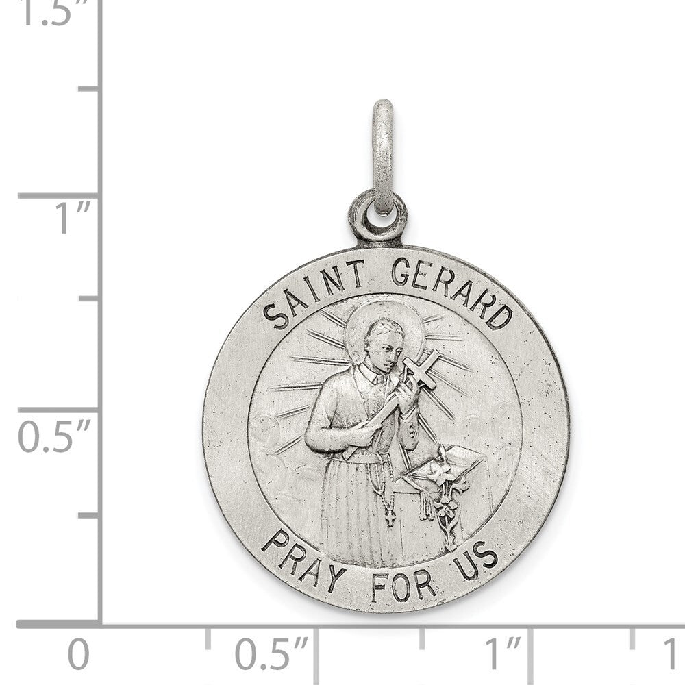 Sterling Silver Antiqued Saint Gerard Medal Pendant