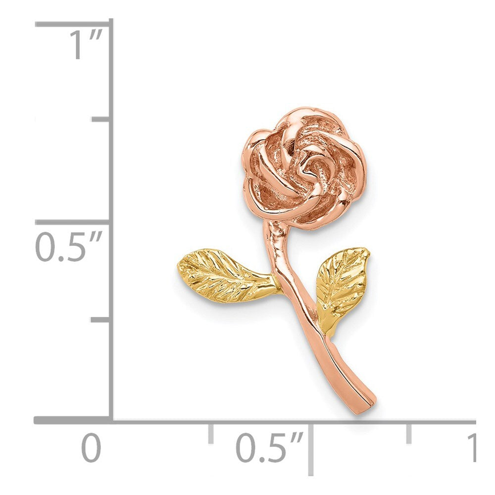 14k Two-tone Gold Rose Chain Slide Pendant for Women