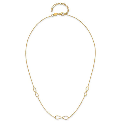 14k Yellow Gold Polished Infinity Stations 16in with 2in ext. Necklace