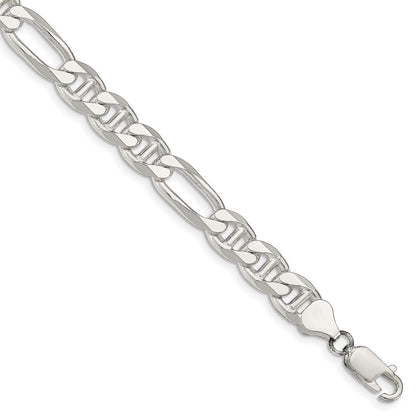 Sterling Silver 8.25mm Figaro Anchor Chain Bracelet