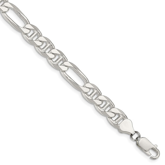 Sterling Silver 8.25mm Figaro Anchor Chain Bracelet