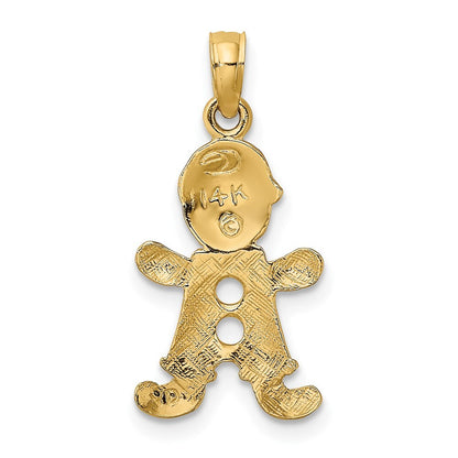 14k Yellow Gold Playful Boy Cut Out Buttons Charm Pendant for Women
