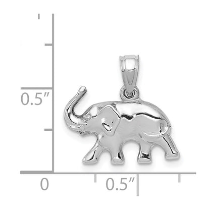 14k White Gold 3D Polished Elephant Pendant for Women