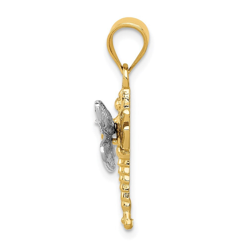 14k Two-tone Gold Dragonfly Pendant for Women