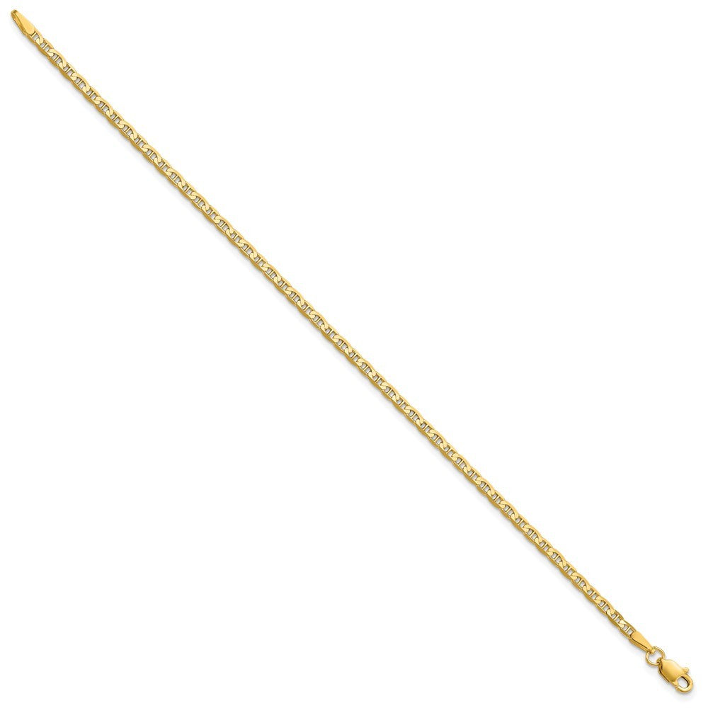 14k Yellow Gold 8 inch 2.4mm Concave Anchor Bracelet