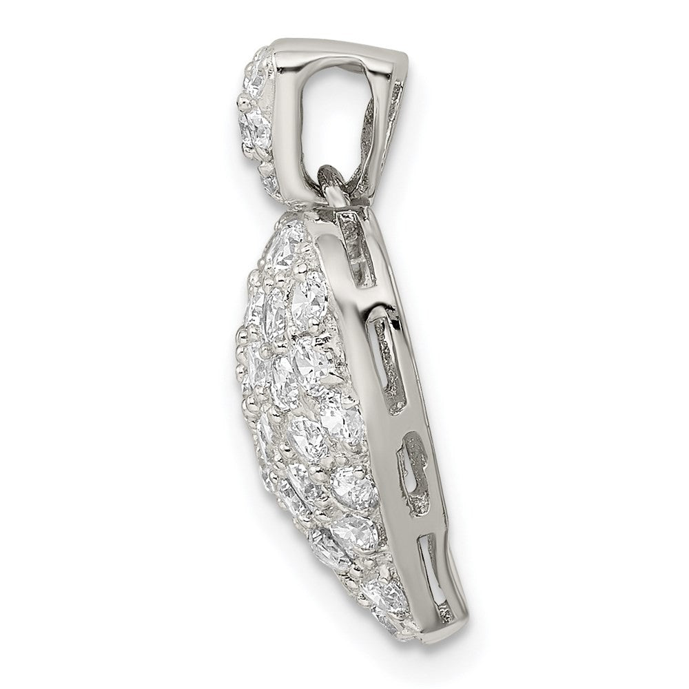 Sterling Silver Rhodium-plated Cubic Zirconia Puffed Heart Pendant