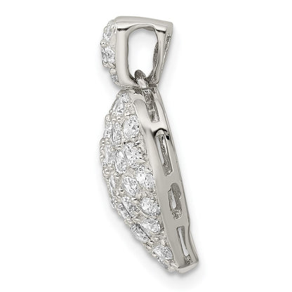 Sterling Silver Rhodium-plated Cubic Zirconia Puffed Heart Pendant