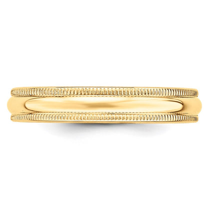 14K Yellow Gold 4mm Lightweight Milgrain Half Round Wedding Band Ring Size 7