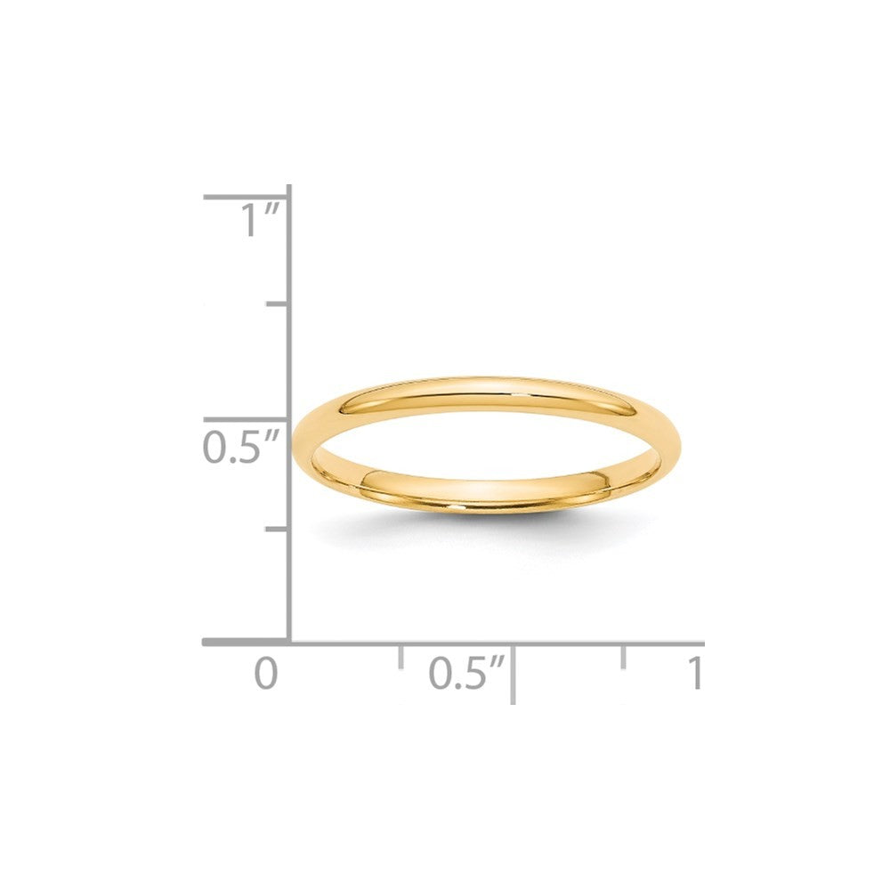 14k Yellow Gold 2mm Lightweight Comfort Fit Wedding Band Ring Size 12