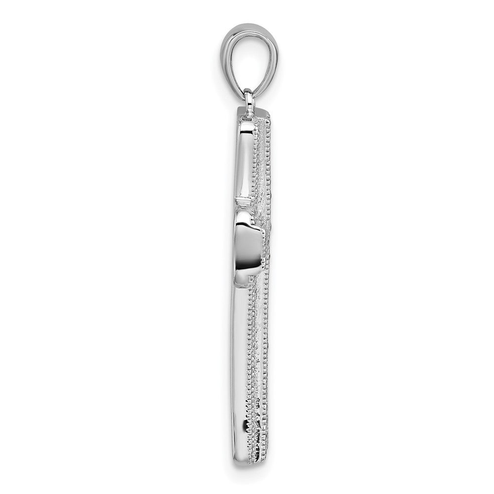 Sterling Silver Rhodium-plated Polished Cubic Zirconia Cross Pendant