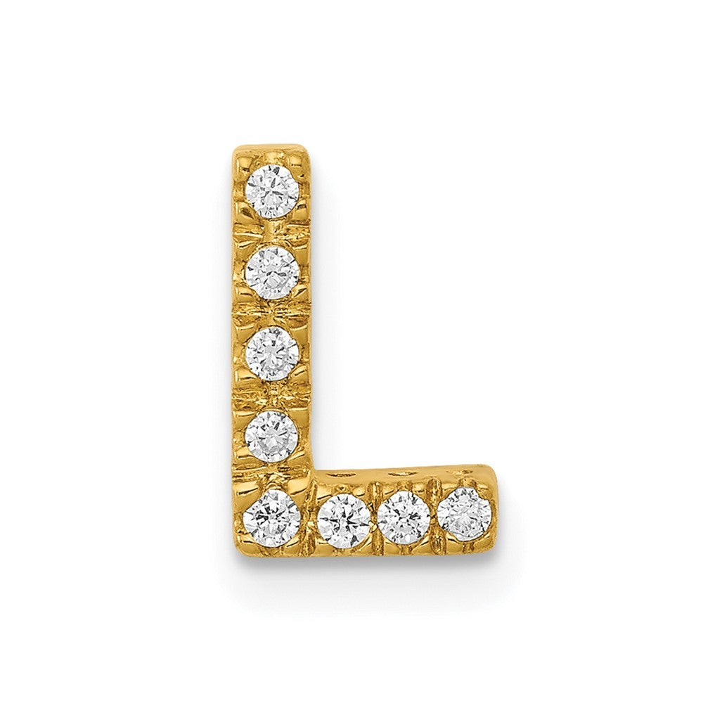 14k Yellow Gold  Diamond Letter L Initial Charm