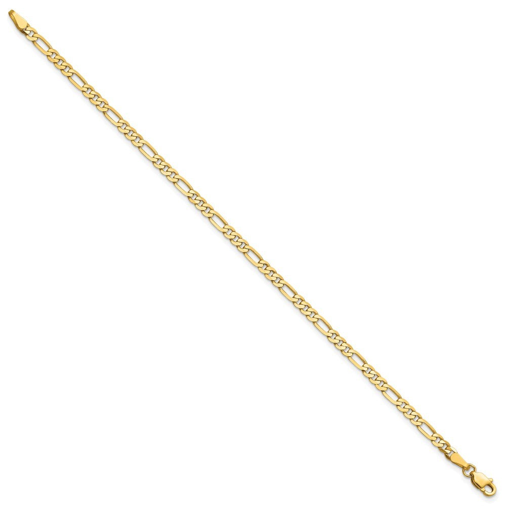 14k Yellow Gold 6 inch 3mm Flat Figaro Bracelet
