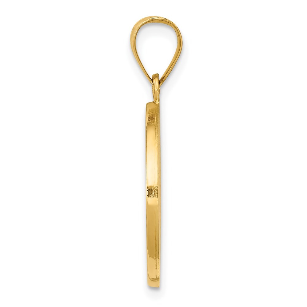 14k Yellow Gold Polished Satin Hollow Divino Nino Round Medal Pendant