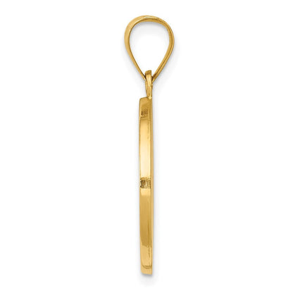 14k Yellow Gold Polished Satin Hollow Divino Nino Round Medal Pendant