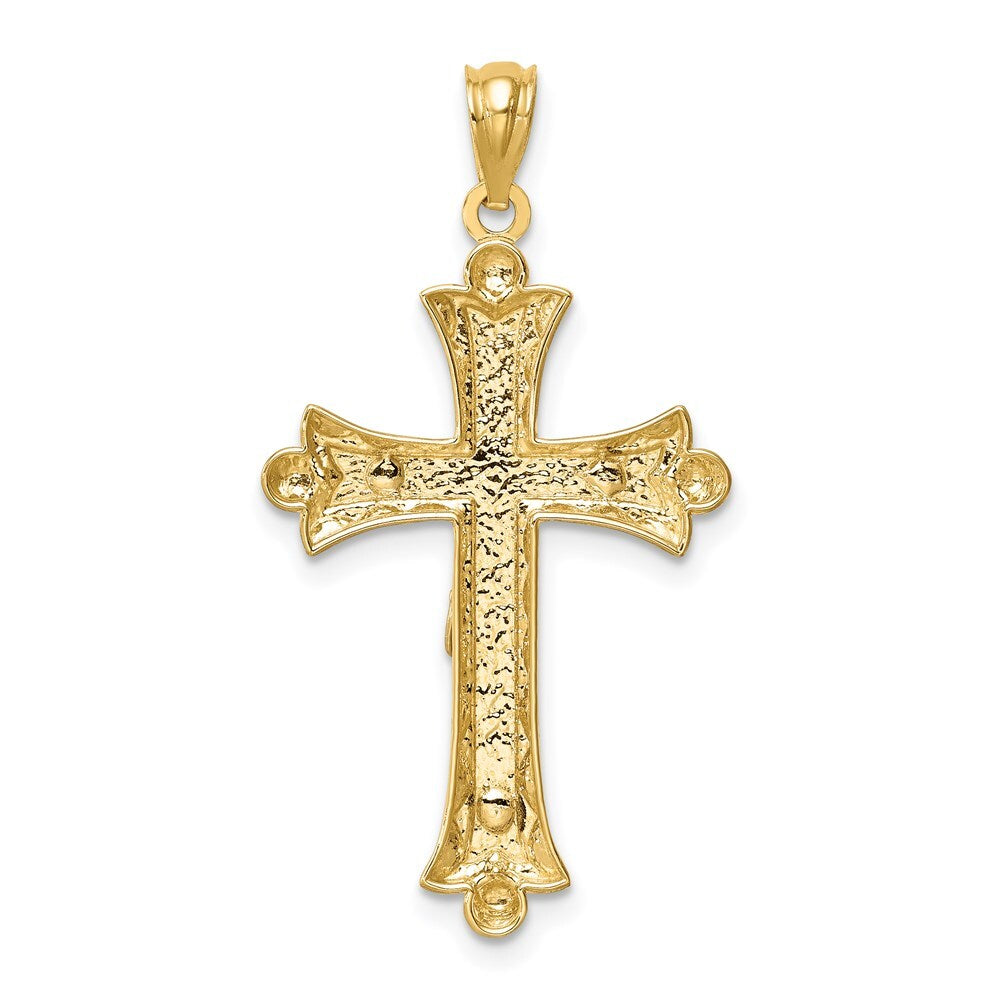 14k Two-tone Gold Florentine Crucifix Pendant for Women