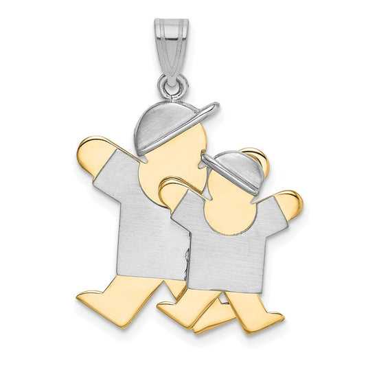 14k Two-Tone Gold Big Boy and Little Boy Engravable Charm