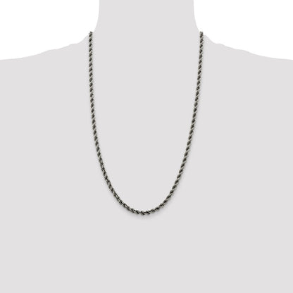 Sterling Silver Ruthenium-plated 4.5mm Rope Chain