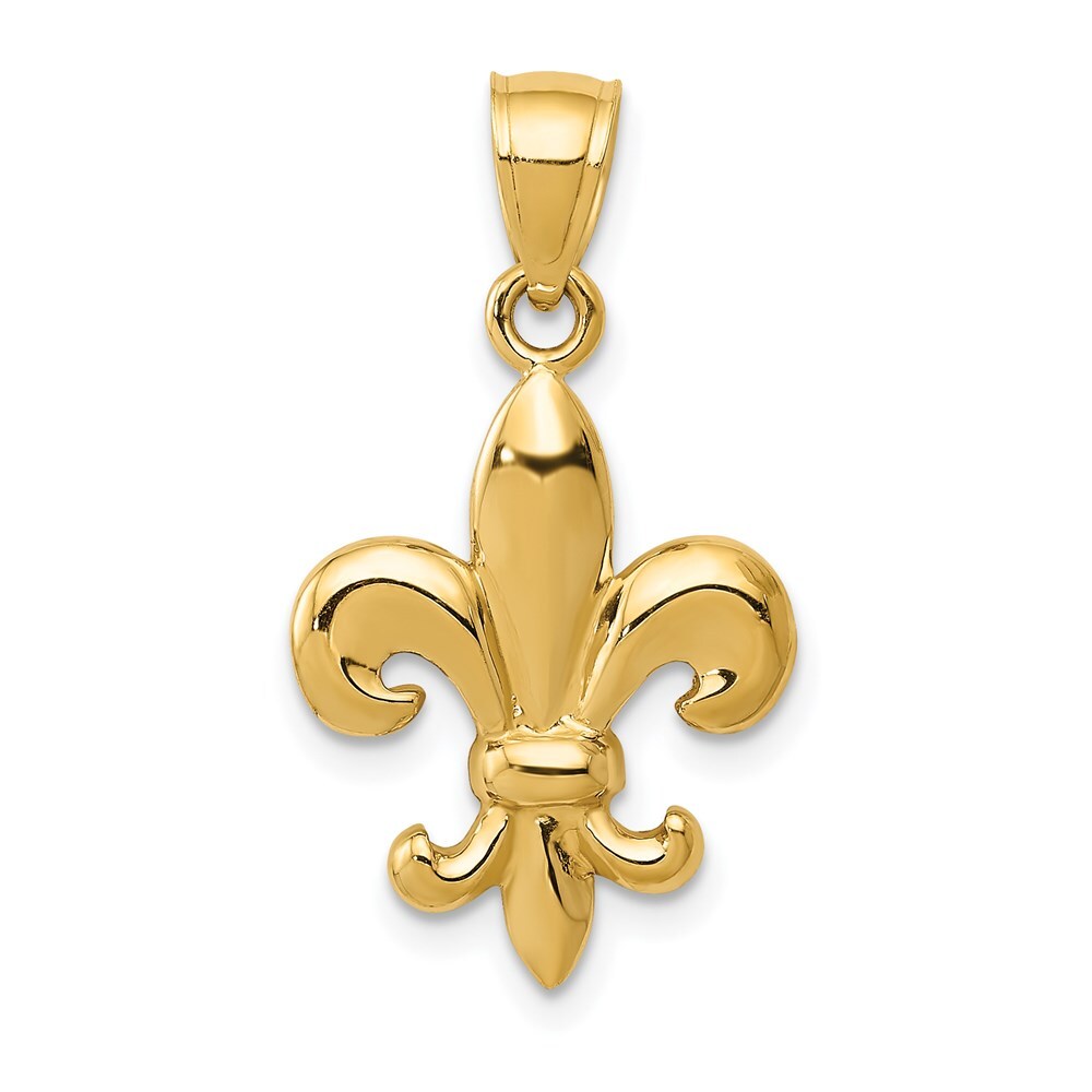 14k Yellow Gold Polished Fleur de Lis Pendant for Women