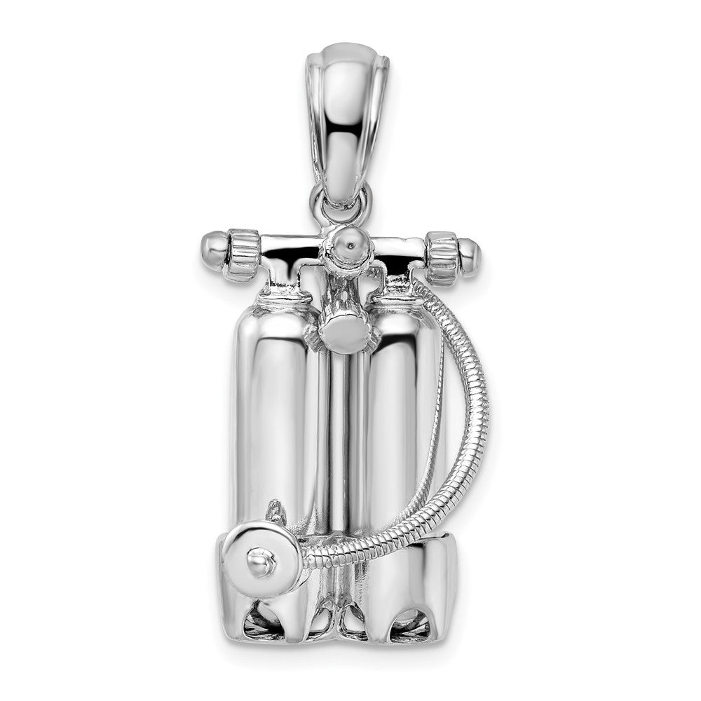 Sterling Silver Rhodium-Plated Polished 3D Scuba Tanks with Hose Pendant
