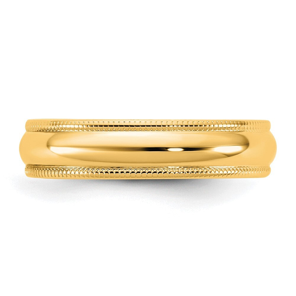 14K Yellow Gold 4.5mm LTW Milgrain Half Round Band Ring Size 6