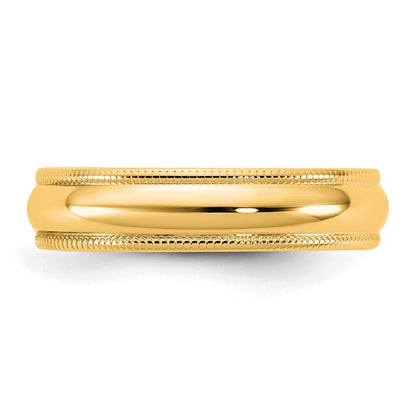 14K Yellow Gold 4.5mm LTW Milgrain Half Round Band Ring Size 6