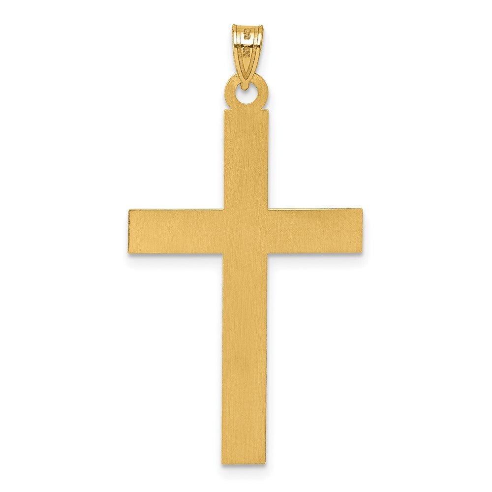 14k Yellow Gold Laser Etched Cross Charm
