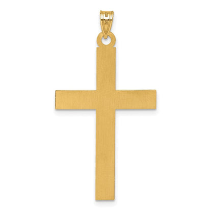 14k Yellow Gold Laser Etched Cross Charm