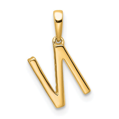 14k Yellow Gold Diamond Letter N Initial Pendant