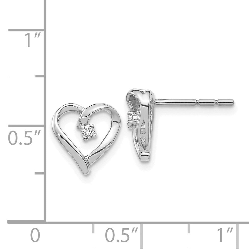 14k White Gold AA Diamond Heart Stud Earrings Gift for Women